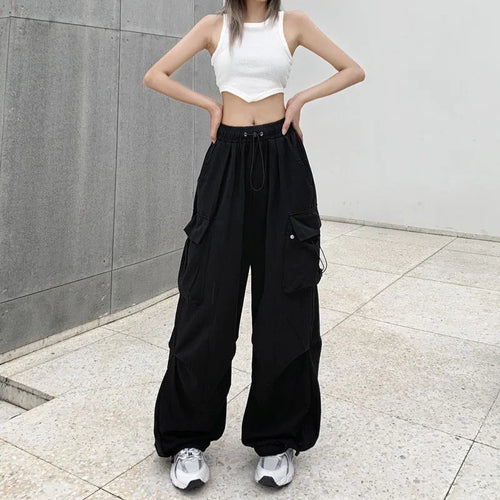2023 Women Casual Joggers Tech Pants Solid Low Waist Pants Drawstring