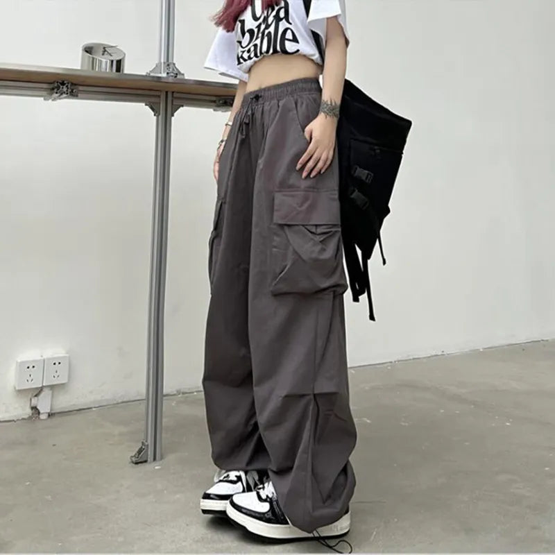 2023 Women Casual Joggers Tech Pants Solid Low Waist Pants Drawstring