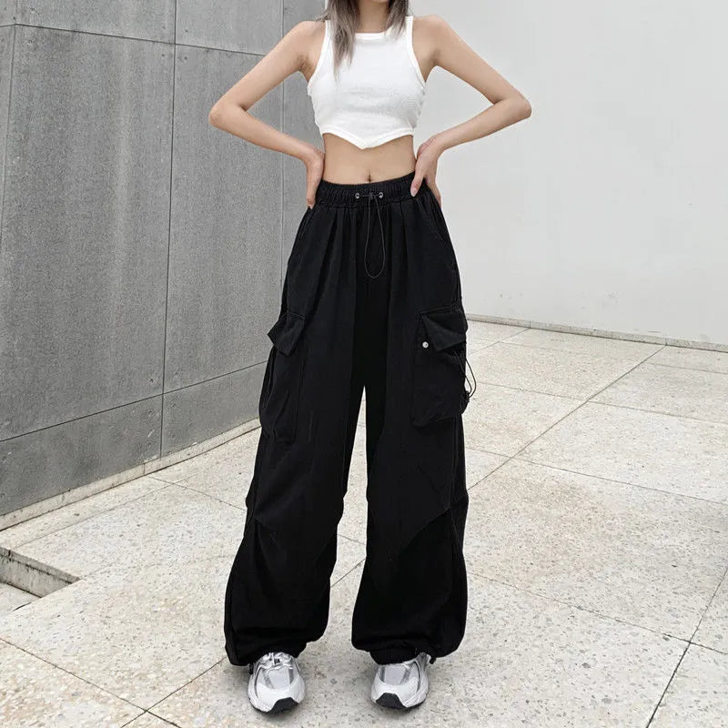 2023 Women Casual Joggers Tech Pants Solid Low Waist Pants Drawstring