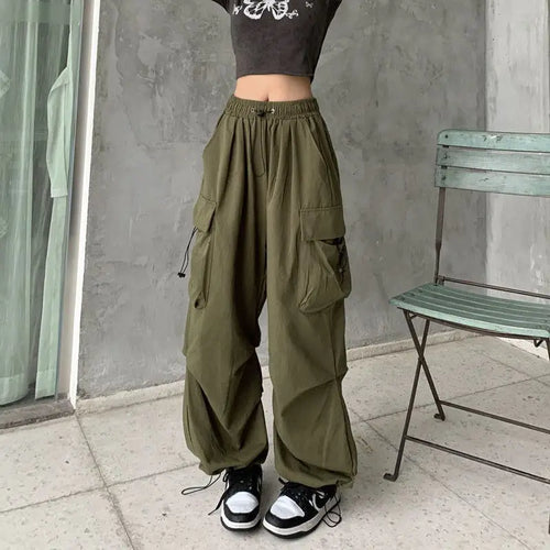 2023 Women Casual Joggers Tech Pants Solid Low Waist Pants Drawstring