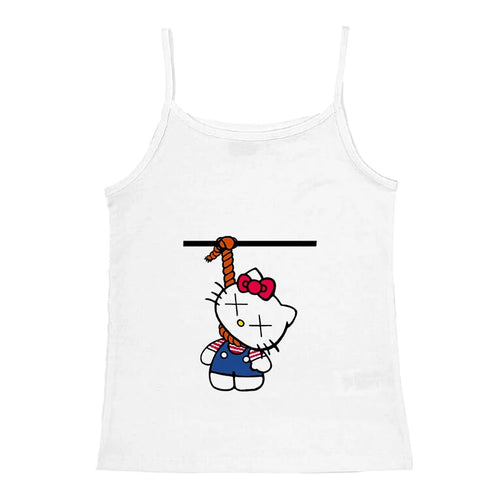2000s Tops Emo Girls Camisole Tops Hello Kitty Print Grunge Crop Tops
