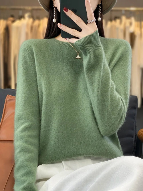 100% Pure Wool Cashmere Soft Sweater Women O-neck Pullover Autumn