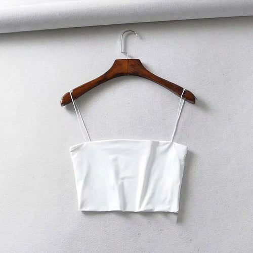 2022 Summer Women's Crop Top Sexy Elastic Cotton Camis sleeveless