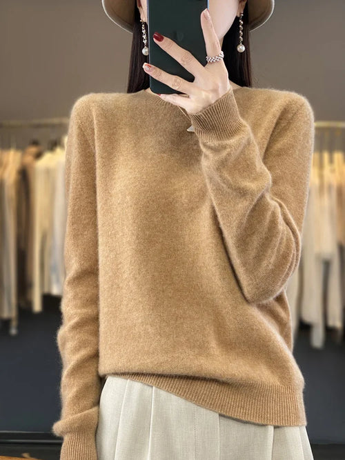 100% Pure Wool Cashmere Soft Sweater Women O-neck Pullover Autumn