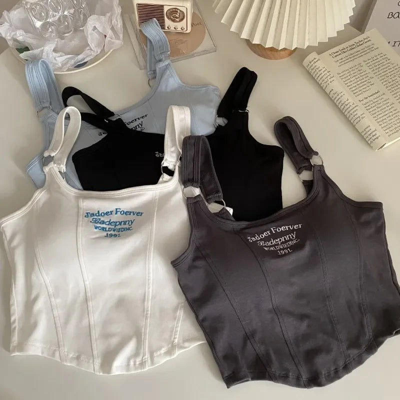 1pc Letter Print Cotton Women Small Breast Bras Hot Girls Wear Casual