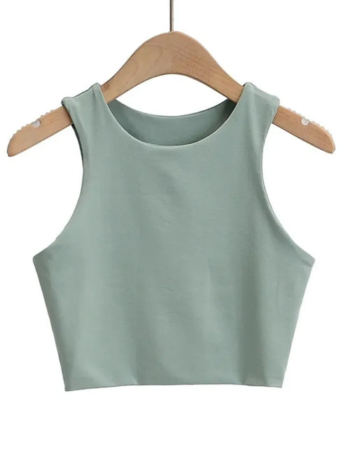 2023 Summer Fashion Women Sexy Slim Tops O-neck Sleeveless Double