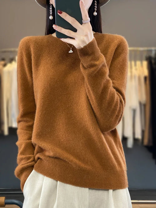 100% Pure Wool Cashmere Soft Sweater Women O-neck Pullover Autumn