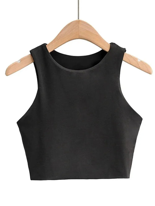 2023 Summer Fashion Women Sexy Slim Tops O-neck Sleeveless Double