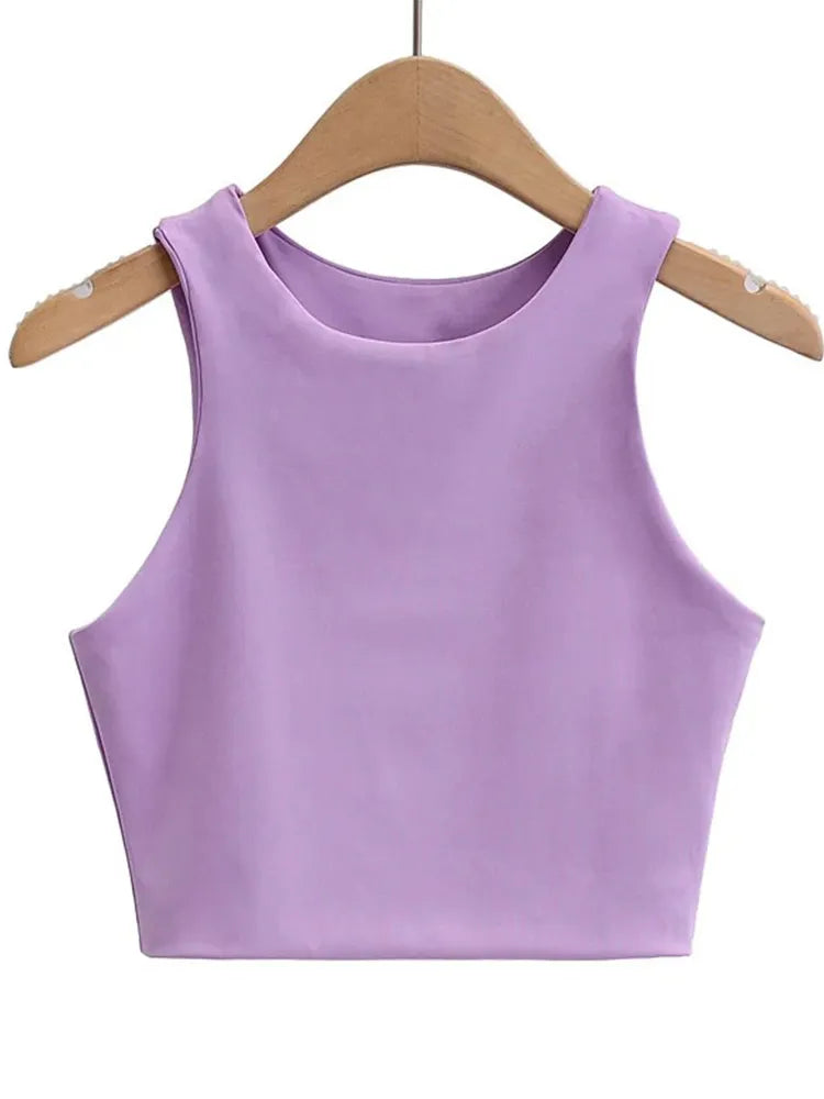 2023 Summer Fashion Women Sexy Slim Tops O-neck Sleeveless Double