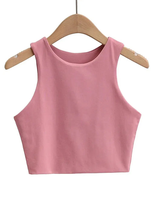 2023 Summer Fashion Women Sexy Slim Tops O-neck Sleeveless Double