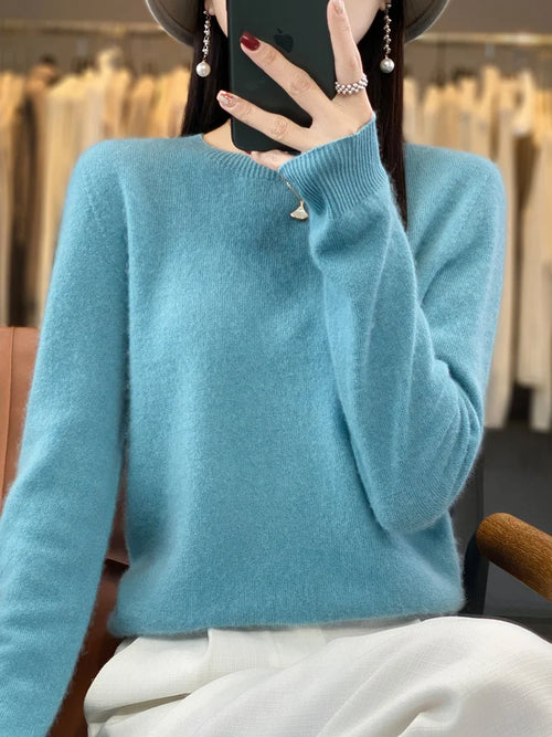 100% Pure Wool Cashmere Soft Sweater Women O-neck Pullover Autumn