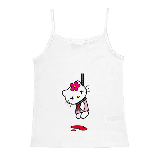 2000s Tops Emo Girls Camisole Tops Hello Kitty Print Grunge Crop Tops