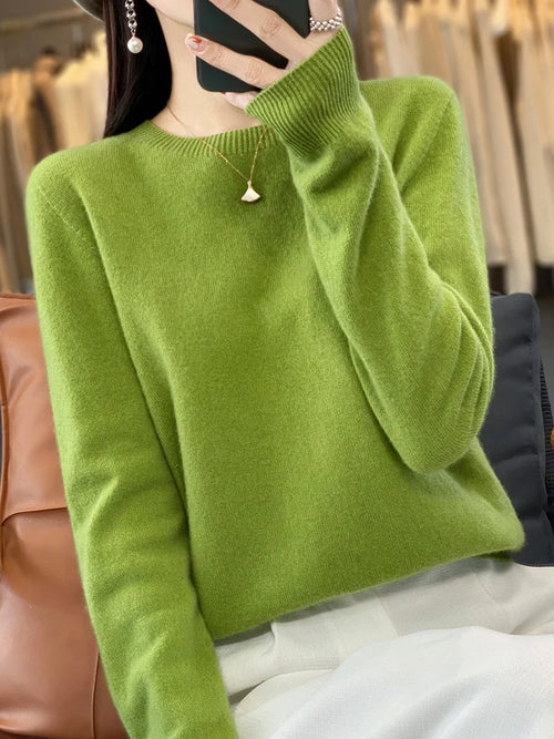 100% Pure Wool Cashmere Soft Sweater Women O-neck Pullover Autumn