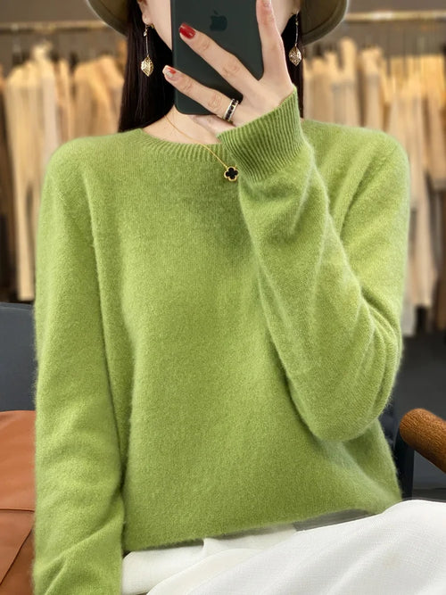 100% Pure Wool Cashmere Soft Sweater Women O-neck Pullover Autumn