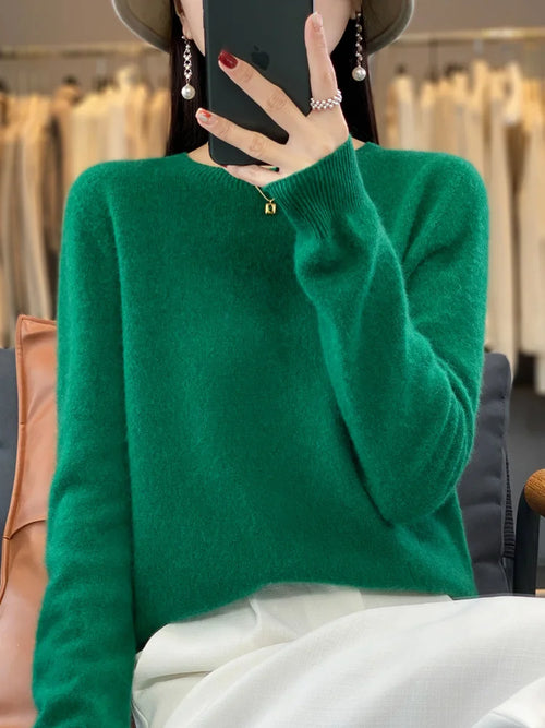 100% Pure Wool Cashmere Soft Sweater Women O-neck Pullover Autumn